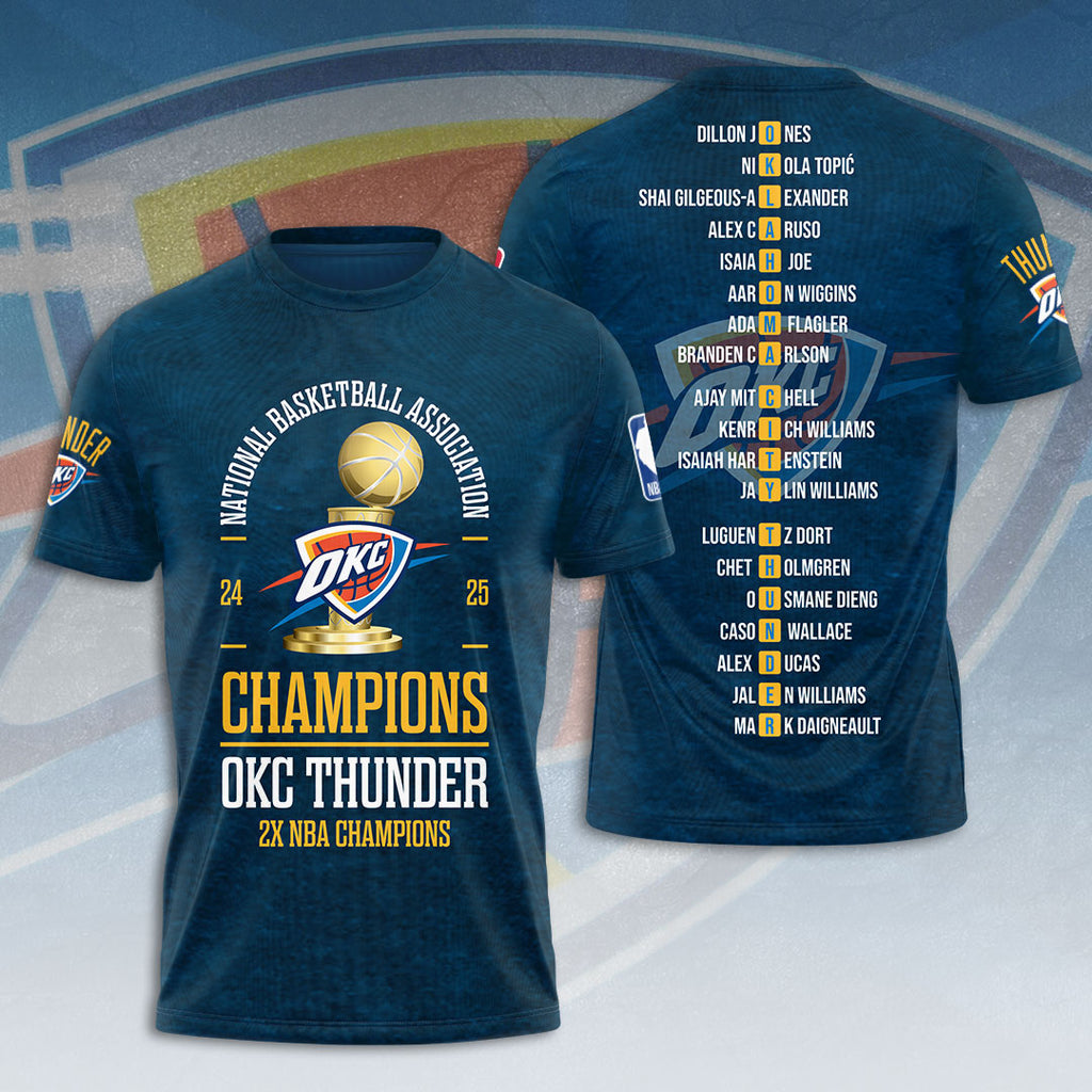 Oklahoma City Thunder 2025 NBA Champions 3D Apparel – HOATT 11364