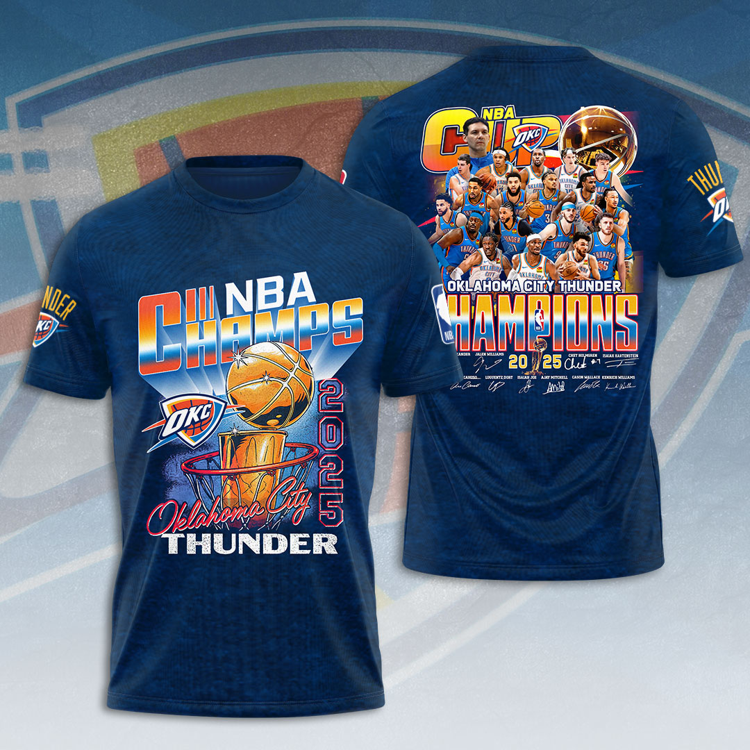 Oklahoma City Thunder 2025 NBA Champions 3D Apparel – HOATT 11440