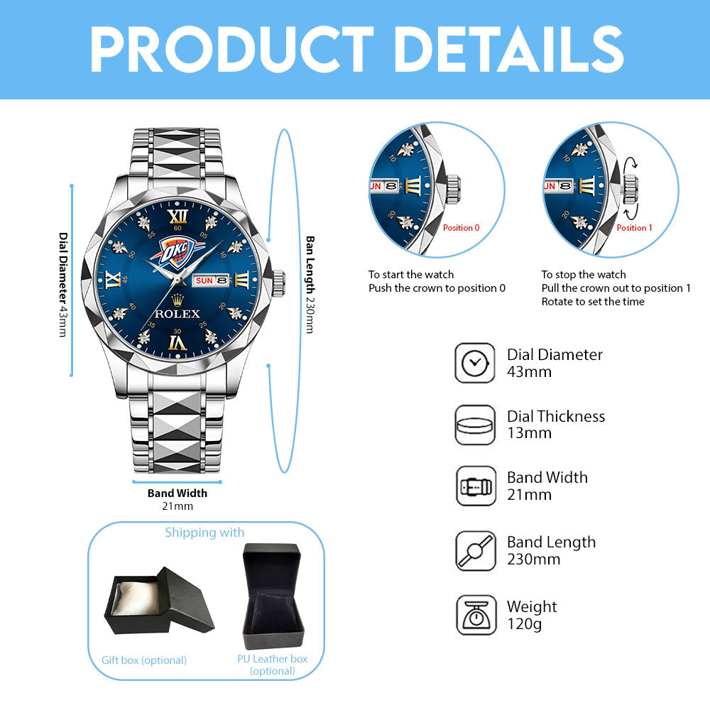 Oklahoma City Thunder 2025 NBA Champions x Rolex Alloy Luxury Quartz Watch – MAITM 11912