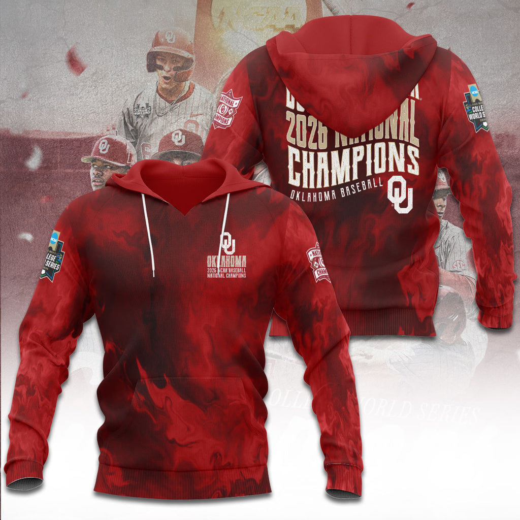 Oklahoma Sooners 2026 NCAA Baseball Men's College World Series Champions 3D Apparel – TANTN23845