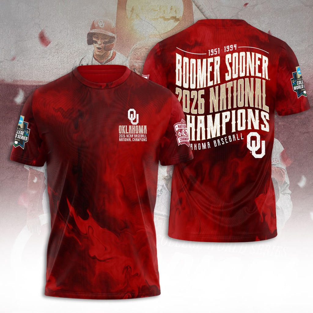 Oklahoma Sooners 2026 NCAA Baseball Men's College World Series Champions 3D Apparel – TANTN23845