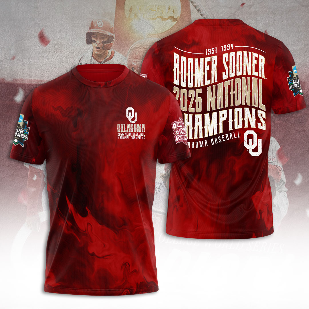 Oklahoma Sooners 2026 NCAA Baseball Men's College World Series Champions 3D Apparel – TANTN23845