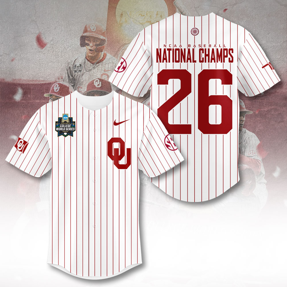 Oklahoma Sooners 2026 NCAA Baseball Men's College World Series Champions Baseball Jersey – TANTN23850