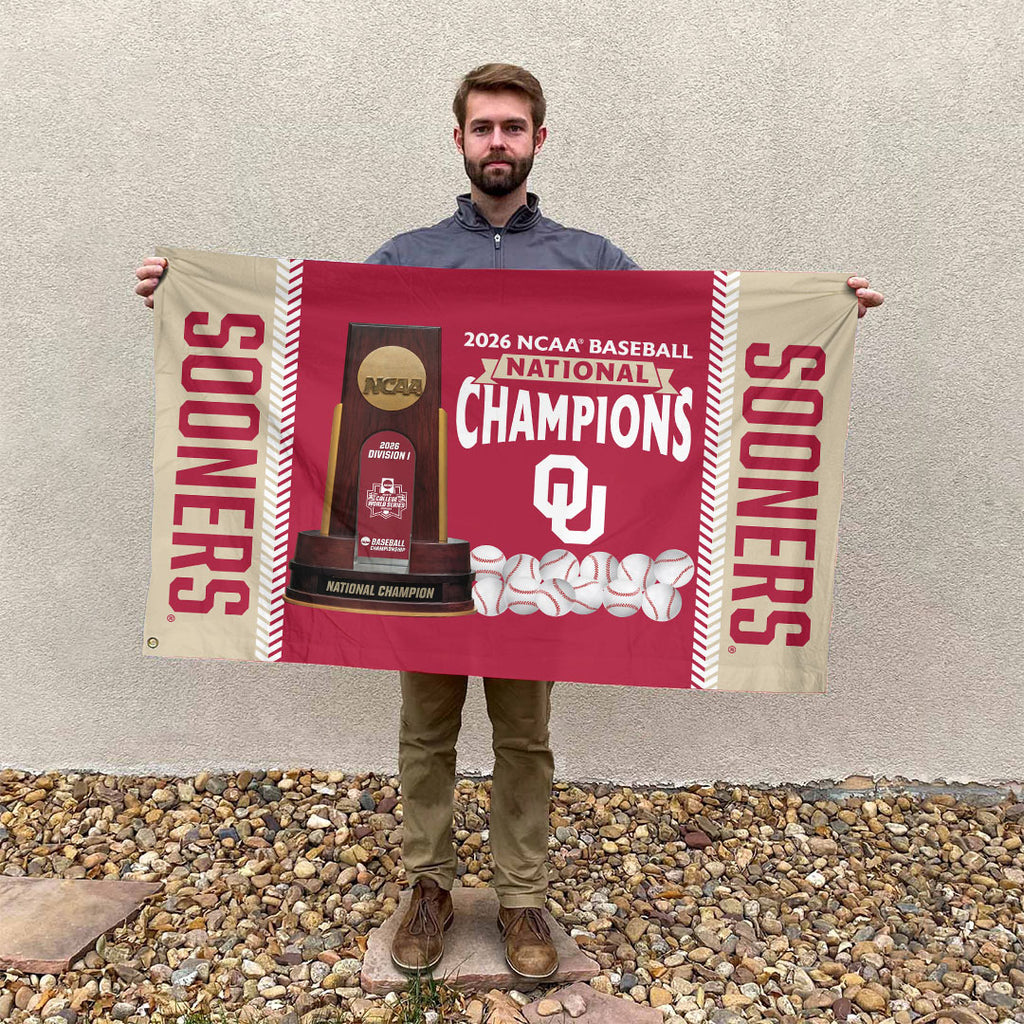 Oklahoma Sooners 2026 NCAA Baseball Men's College World Series Champions 3D Double-side House Flag – HOATT18944