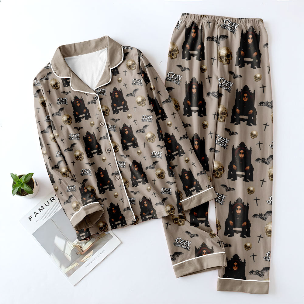 Ozzy Osbourne Satin Pajama Set with Piping – GNENEW584