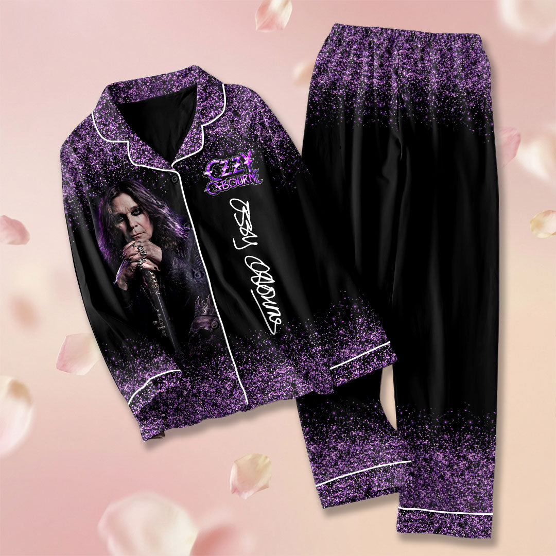 Ozzy Osbourne Satin Pajama Set with Piping – HOATT19986