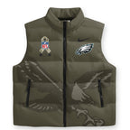 Personalized Philadelphia Eagles x Salute To Service 2025 3D Sleeveless Down Jacket – TMTHU1133