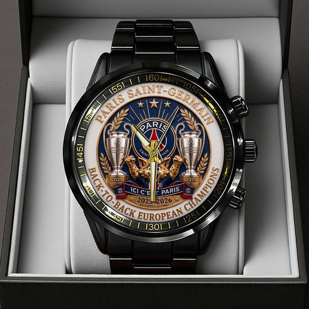 Paris Saint-Germain Champions of Europe 25/26 Black Stainless Steel Watch – TANTN23314