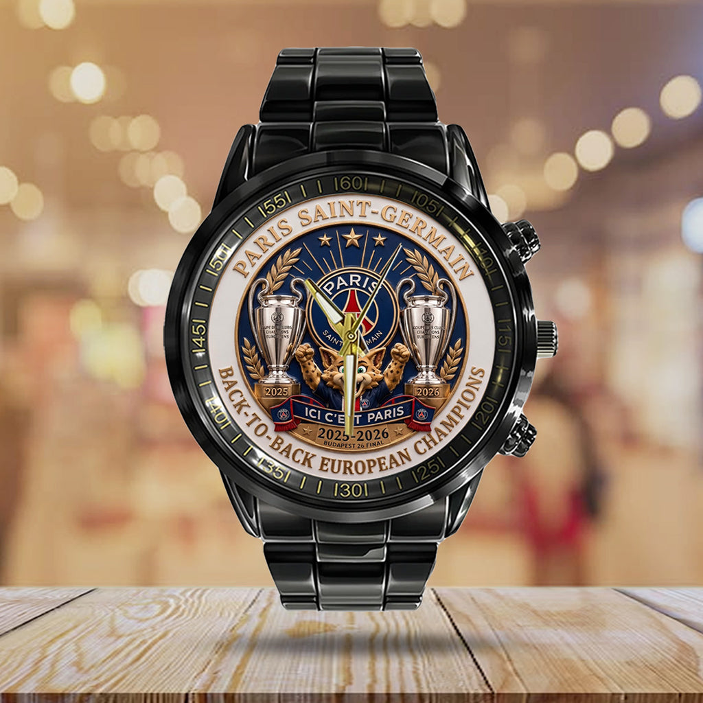 Paris Saint-Germain Champions of Europe 25/26 Black Stainless Steel Watch – TANTN23314