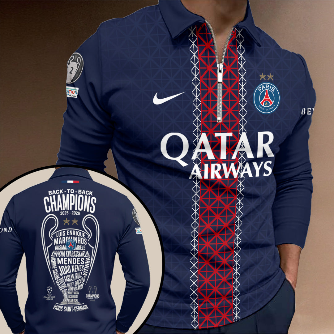Paris Saint-Germain Champions of Europe 25/26 Zip Polo Shirt – TANTN23524