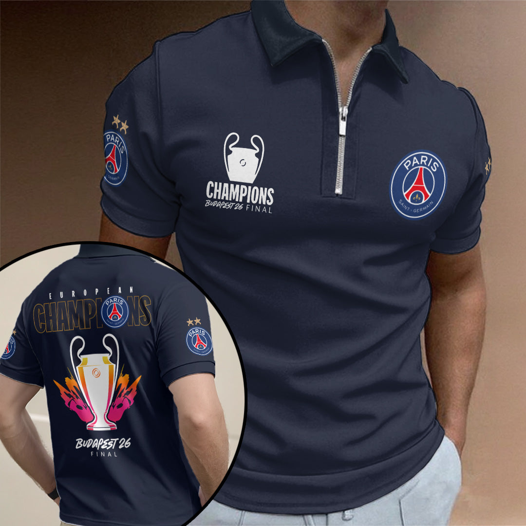 Paris Saint-Germain Champions of Europe 25/26 Zip Polo Shirt – TANTN23332