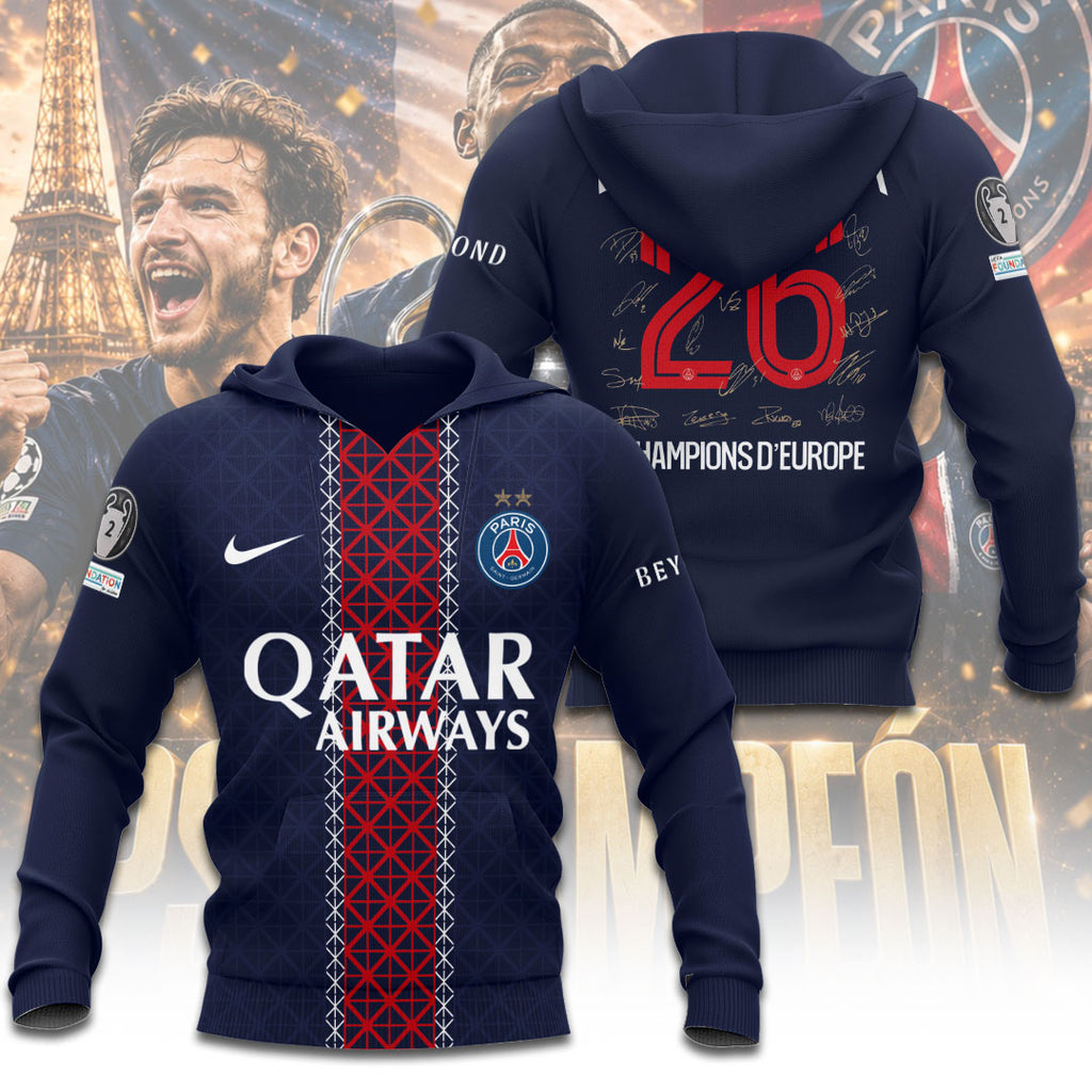 Paris Saint-Germain Champions of Europe 25/26 3D Apparel – TANTN23591