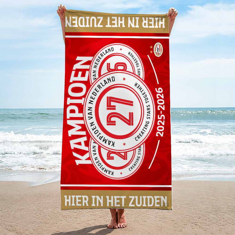 PSV Eindhoven Champions 2026 Rectangle Beach Towel – GNE5816