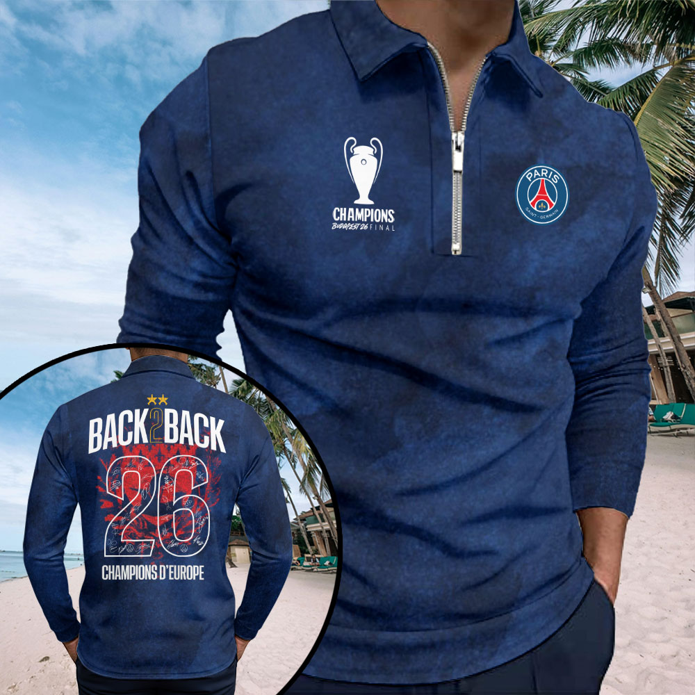 Paris Saint-Germain Champions of Europe 25/26 Zip Polo Shirt – TMTHU6567
