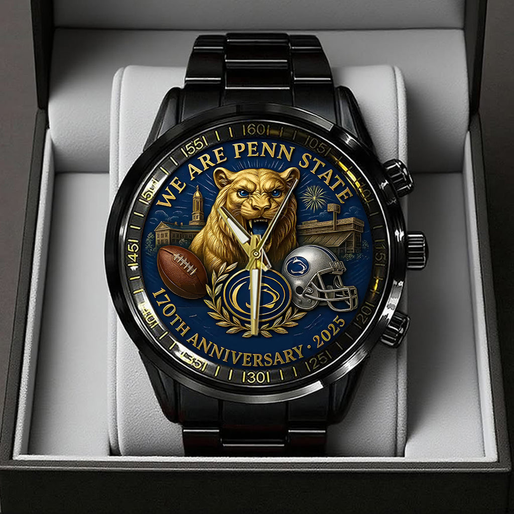 Penn State Nittany Lions Football 170th Anniversary 2025 Black Stainless Steel Watch – TANTN16147