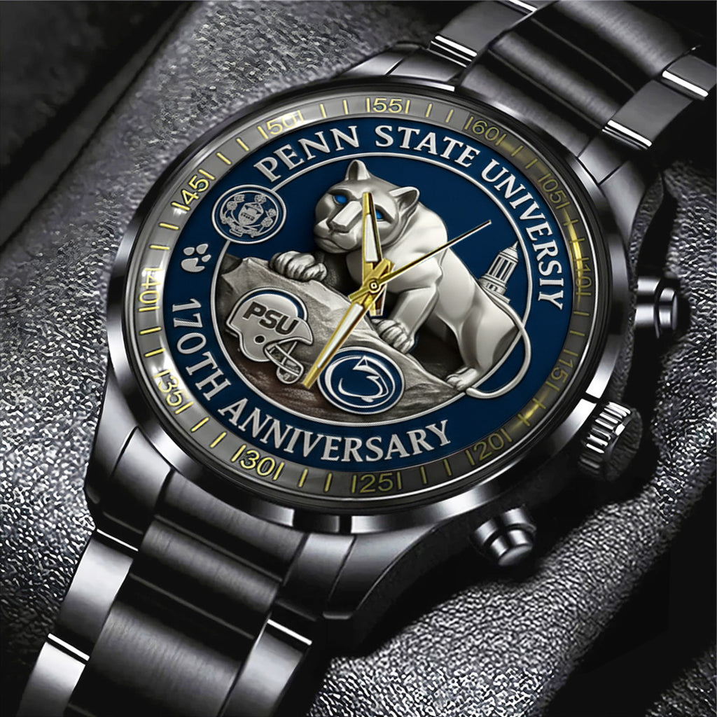 Penn State Nittany Lions Football 170th Anniversary 2025 Black Stainless Steel Watch – TANTN16149