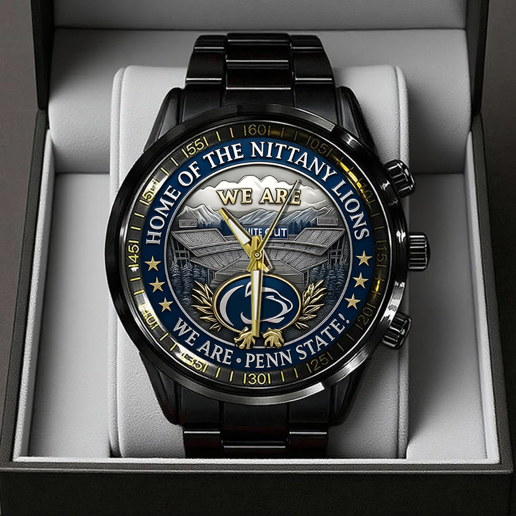 Penn State Nittany Lions Football 170th Anniversary 2025 Black Stainless Steel Watch – TANTN16151