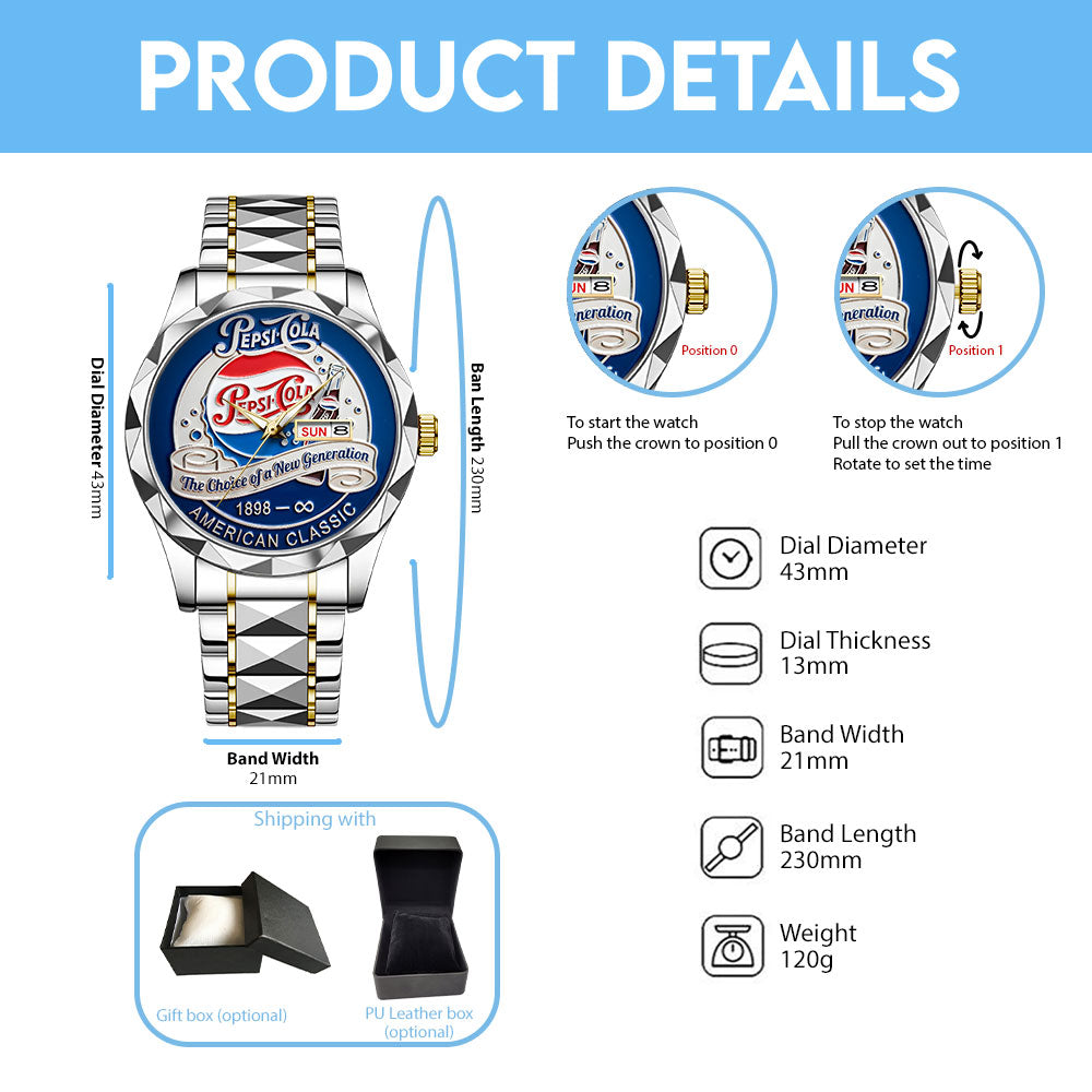 Pepsi Alloy Luxury Quartz Watch – TANTN20834