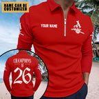 Personalized Arsenal FC Premier League Champions 25/26 Zip Polo Shirt – TMTHU6411