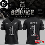 Philadelphia Eagles 2026 Salute to Service Black Personalized Football Jersey