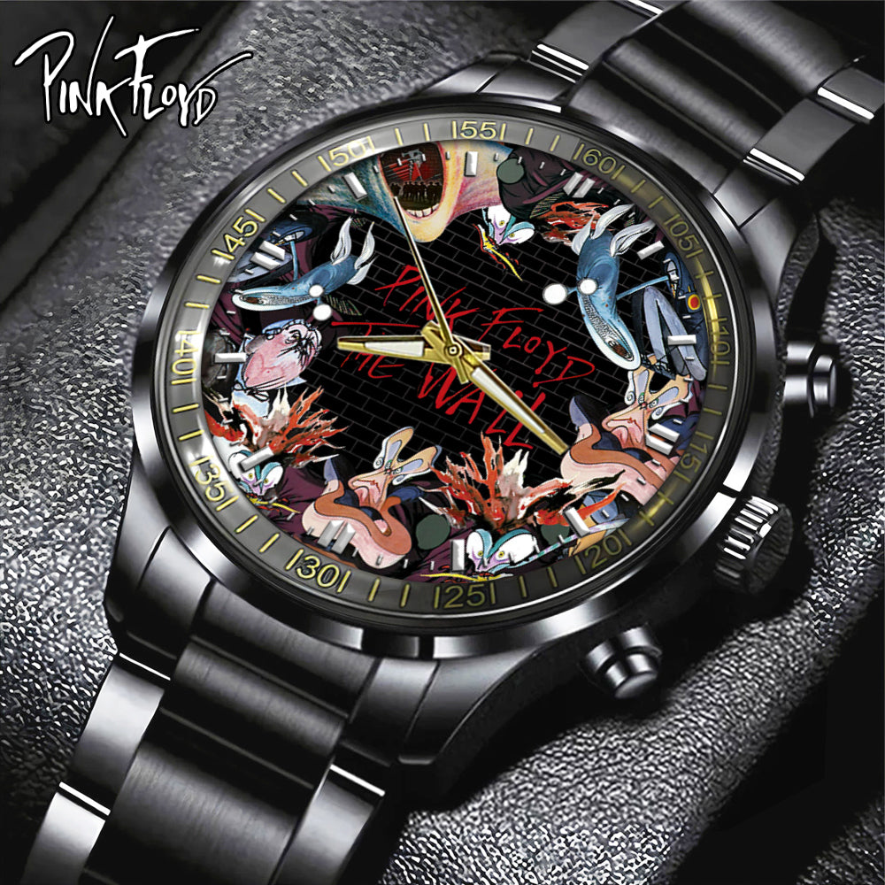 Pink Floy Black Stainless Steel Watch – HOATT 5385