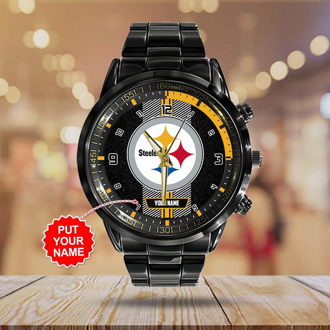 Personalized Pittsburgh Steelers Black Stainless Steel Watch – TANTN16033