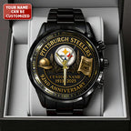 Personalized Pittsburgh Steelers 92nd Anniversary 2026 Black Stainless Steel Watch – TANTN16135