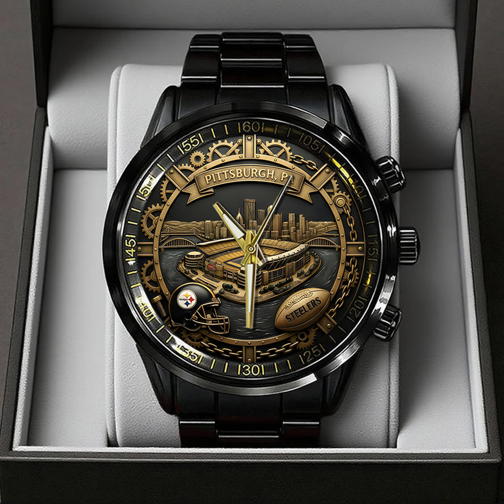Pittsburgh Steelers 93rd Anniversary Black Stainless Steel Watch – TANTN20017
