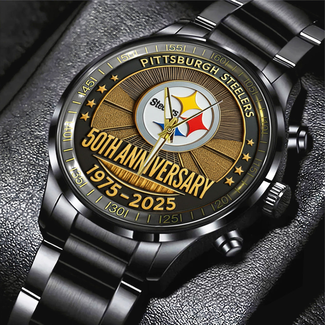 Pittsburgh Steelers The Terrible Towel 2025 Black Stainless Steel Watch – TANTN16139