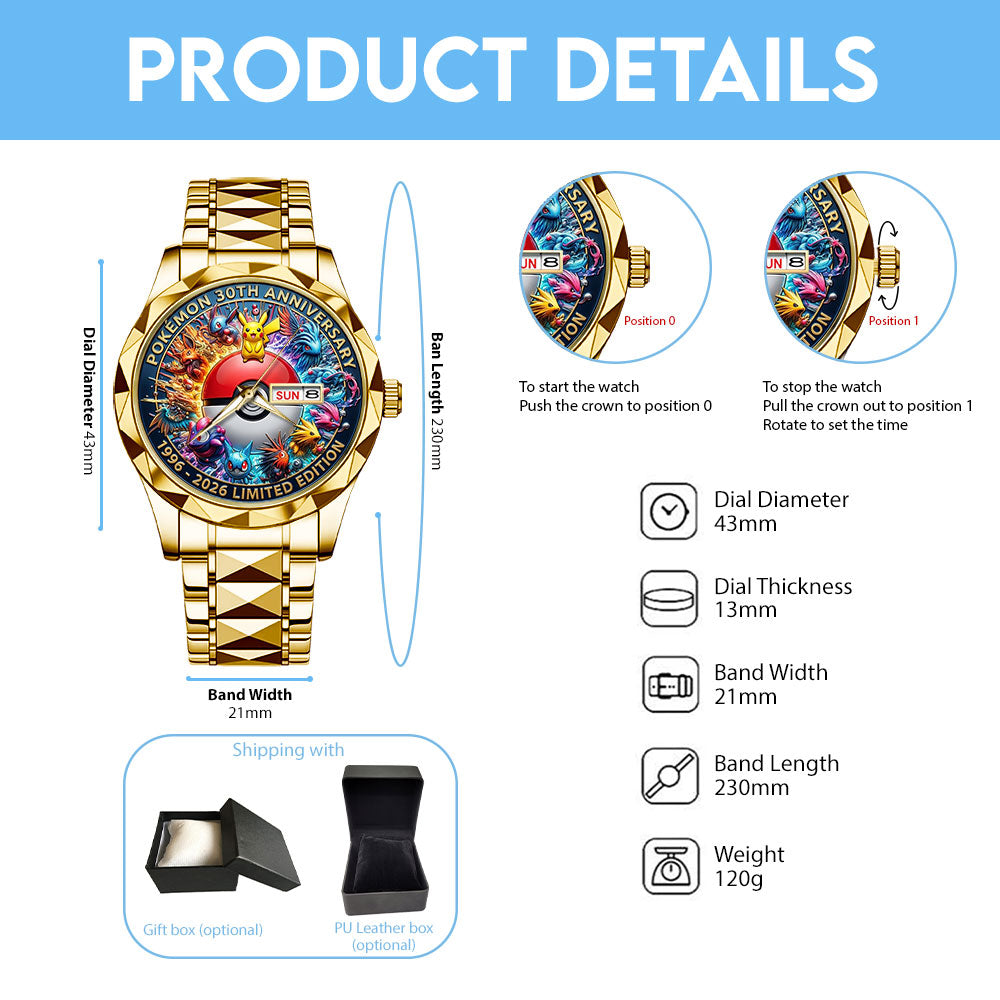 Pokemon 30th Anniversary 2026 Alloy Luxury Quartz Watch – TMTHU3781