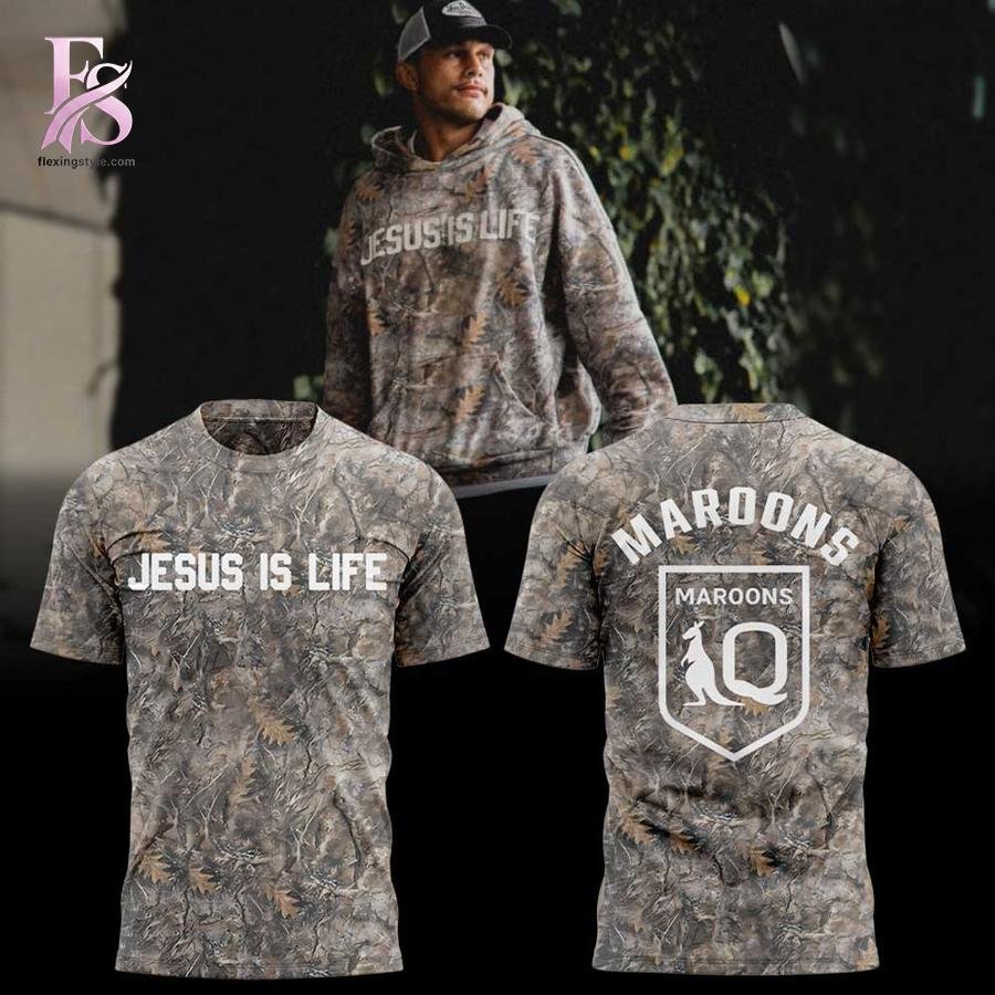 Queensland Maroons JESUS IS LIFE Camo Shirt