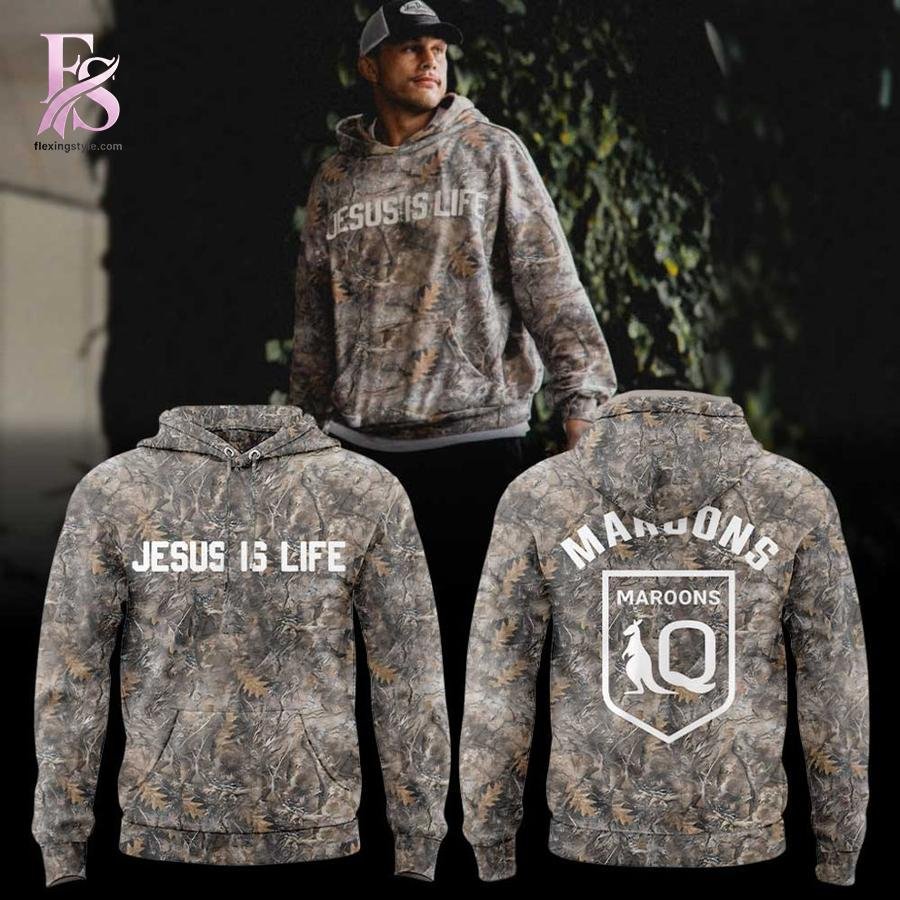 Queensland Maroons JESUS IS LIFE Camo Shirt