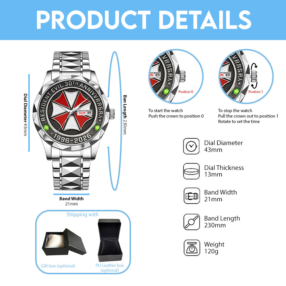 Resident Evil 30th Anniversary Alloy Luxury Quartz Watch – GNE5278