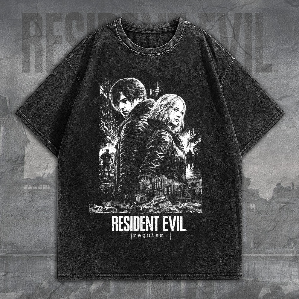 Resident Evil Requiem 2D Acid Washed Cotton T-Shirt – GNE5873