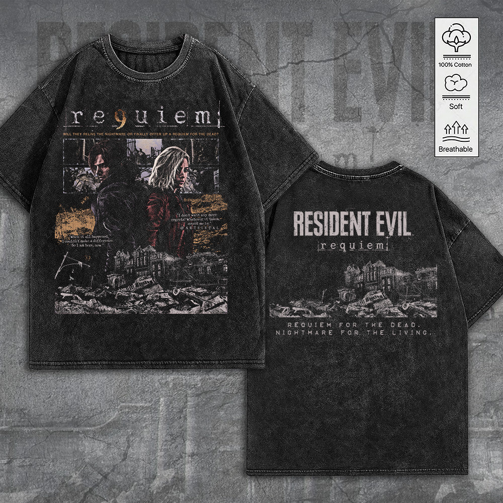 Resident Evil Requiem 2D Acid Washed Cotton T-Shirt – GNE5874