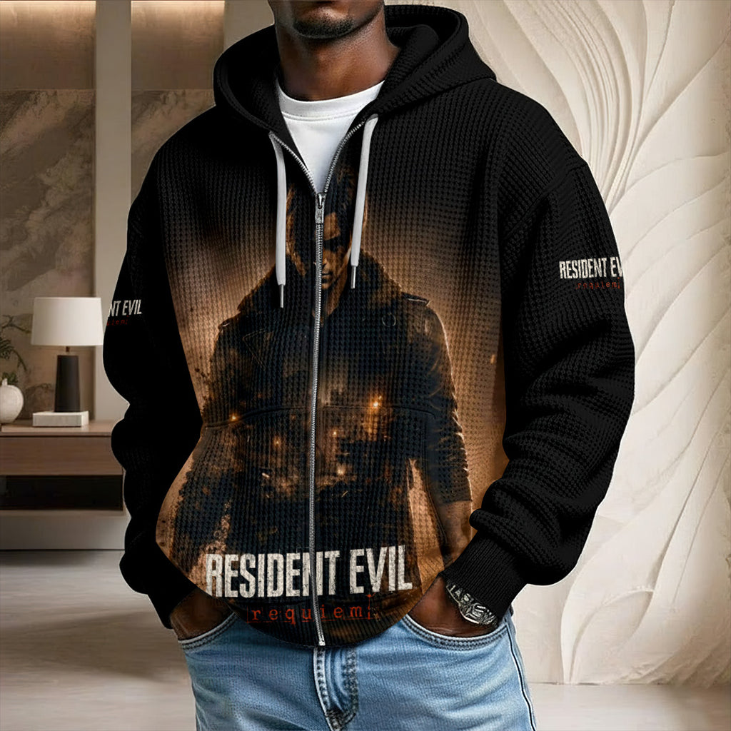 Resident Evil Requiem x Leon Scott Kennedy 3D Unisex Waffle Hoodie – GNE5414.3
