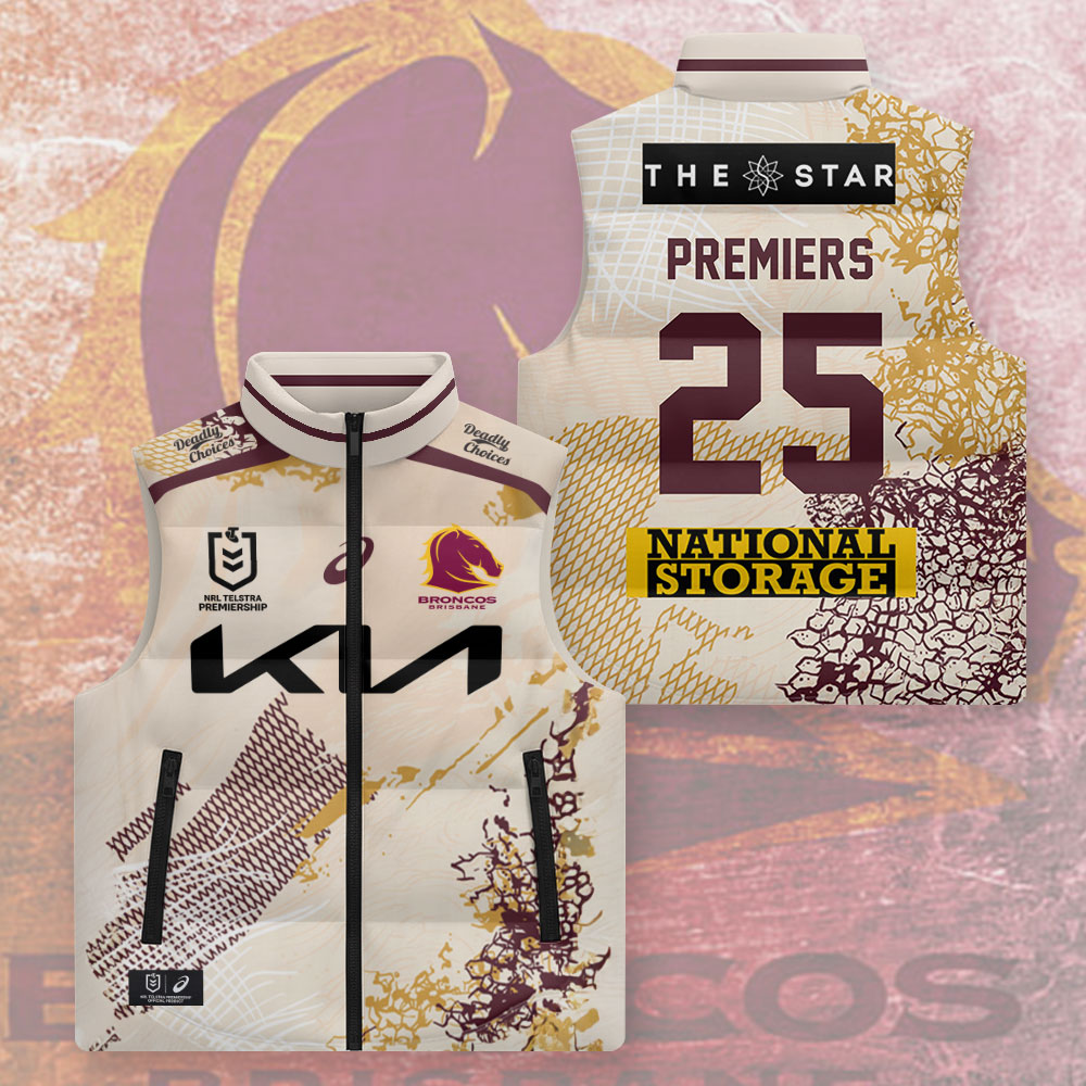 Brisbane Broncos Premiers 2025 3D Sleeveless Down Jacket – TMTHU1634