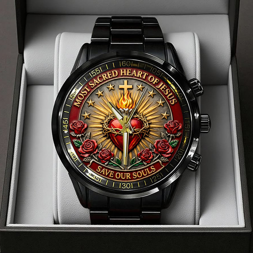 Sacred Heart of Jesus Black Stainless Steel Watch – TANTN21227