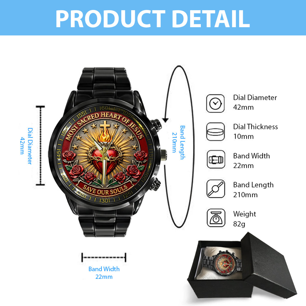 Sacred Heart of Jesus Black Stainless Steel Watch – TANTN21227