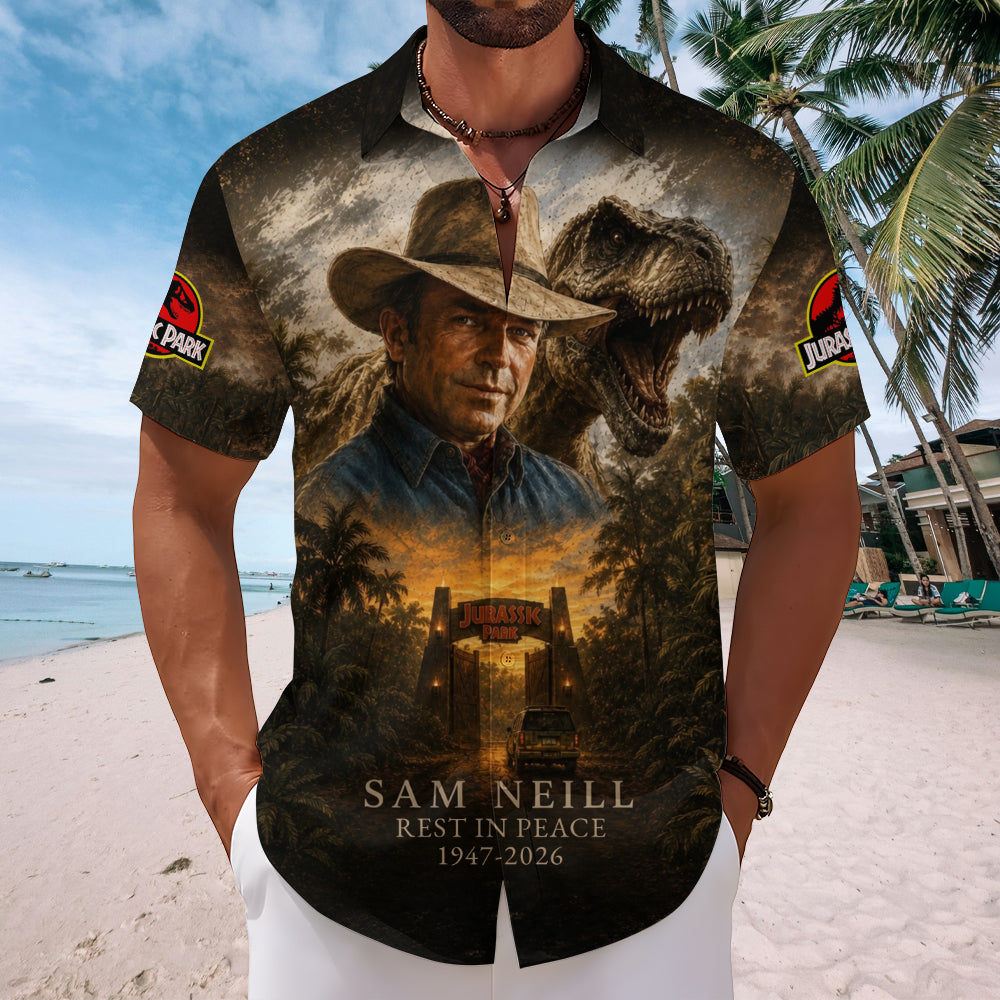Sam Neill Short Sleeve Button-Down Shirt – TMTHU7562
