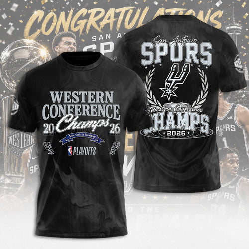 San Antonio Spurs NBA Western Conference Champions 2026 3D Apparel – TANTN23358