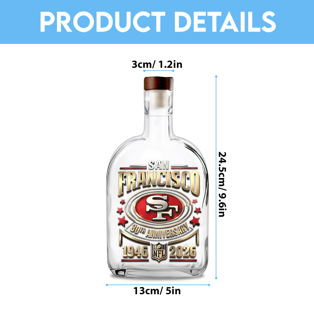 San Francisco 49ers 80th Anniverasry 25oz Empty Whiskey Bottle – TMTHU3899