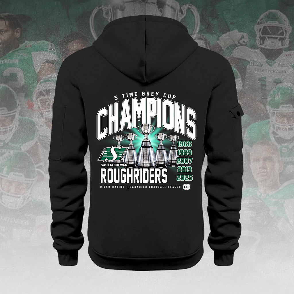 Saskatchewan Roughriders 2025 Grey Cup Champions 2D Quarter Zip Hoodie – HOATT14857