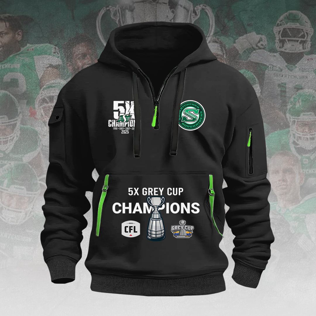Saskatchewan Roughriders 2025 Grey Cup Champions 2D Quarter Zip Hoodie – HOATT14857