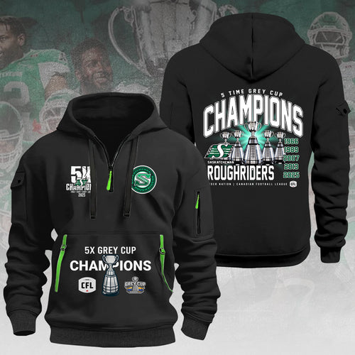 Saskatchewan Roughriders 2025 Grey Cup Champions 2D Quarter Zip Hoodie – HOATT14857