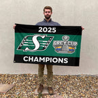 Saskatchewan Roughriders 2025 Grey Cup Champions 3D Double-side House Flag – MAITM13840