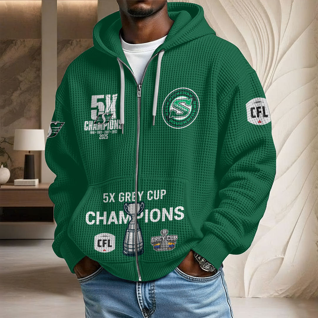 Saskatchewan Roughriders 2025 Grey Cup Champions 3D Unisex Waffle Hoodie – HOATT14928