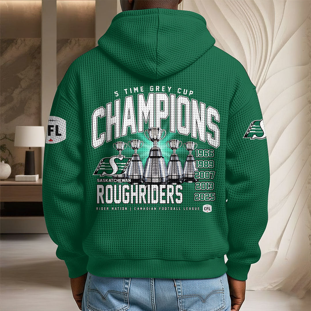 Saskatchewan Roughriders 2025 Grey Cup Champions 3D Unisex Waffle Hoodie – HOATT14928
