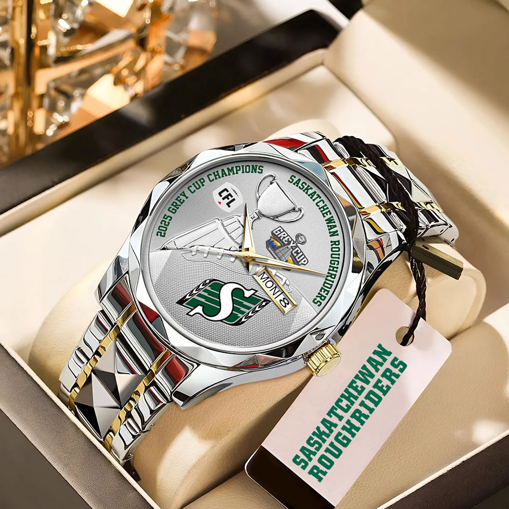 Saskatchewan Roughriders 2025 Grey Cup Champions Alloy Luxury Quartz Watch – MAITM13848