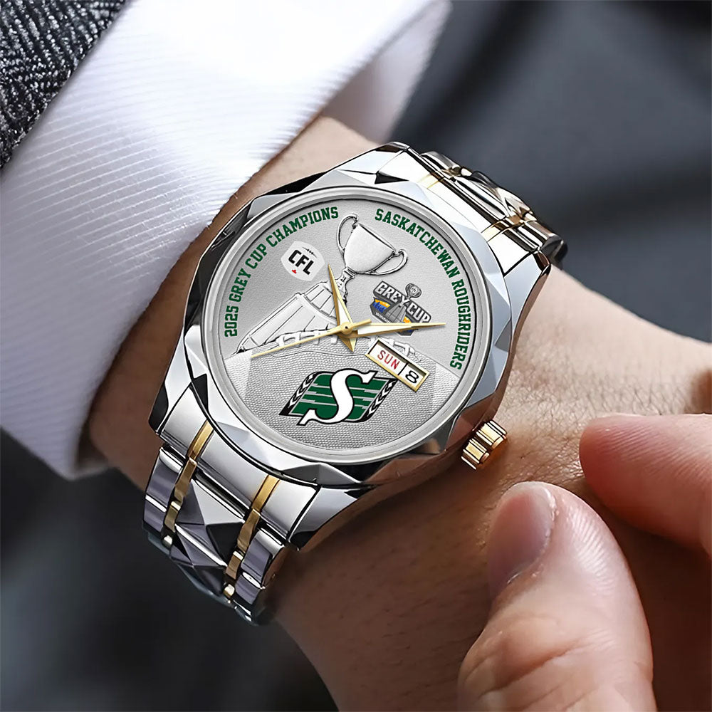 Saskatchewan Roughriders 2025 Grey Cup Champions Alloy Luxury Quartz Watch – MAITM13848